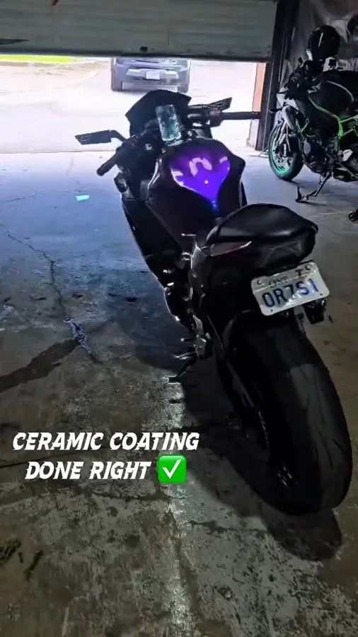 A motorcycle detailing and ceramic-coating showcase.